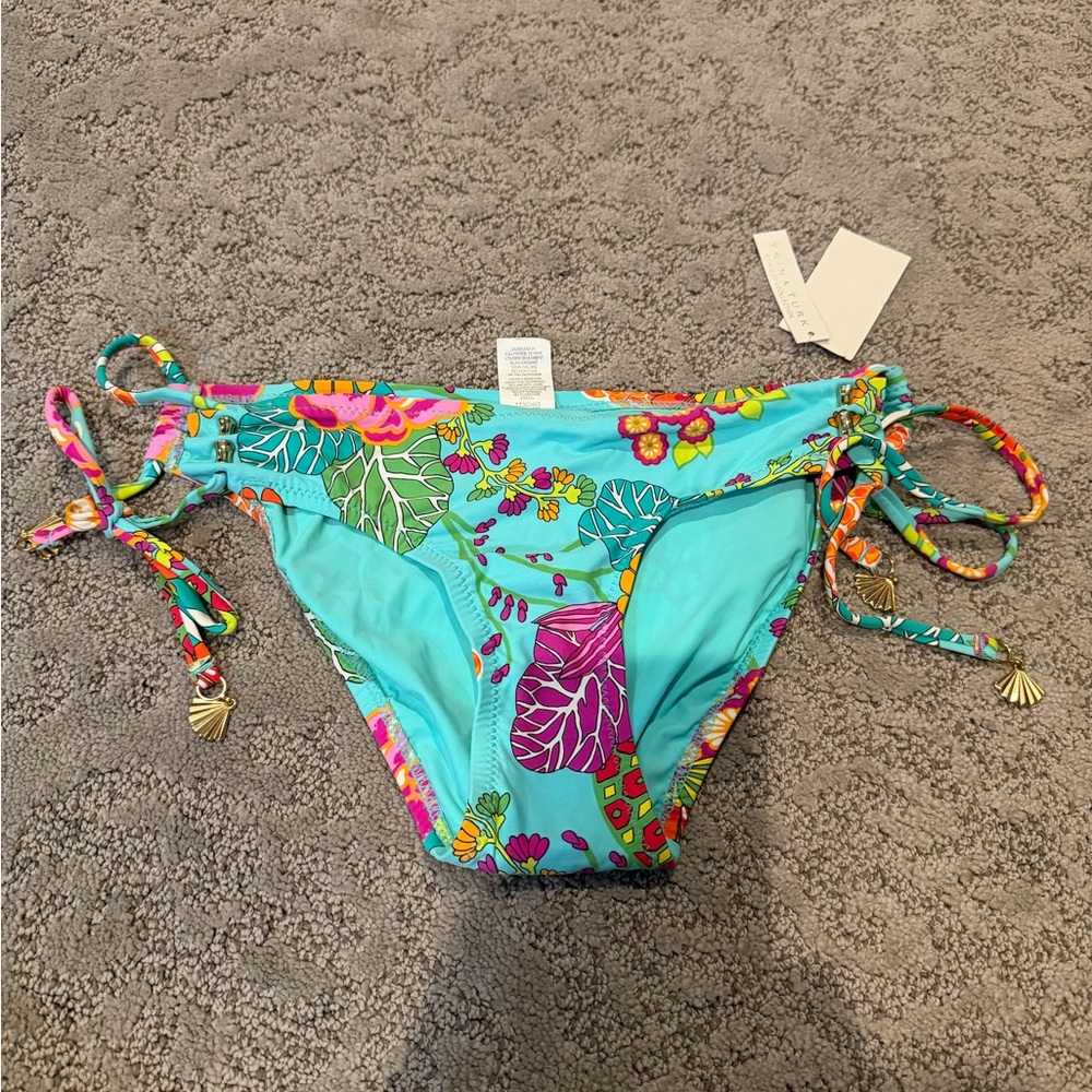Trina Turk Floral Bikini Bottom - Turquoise and Purple